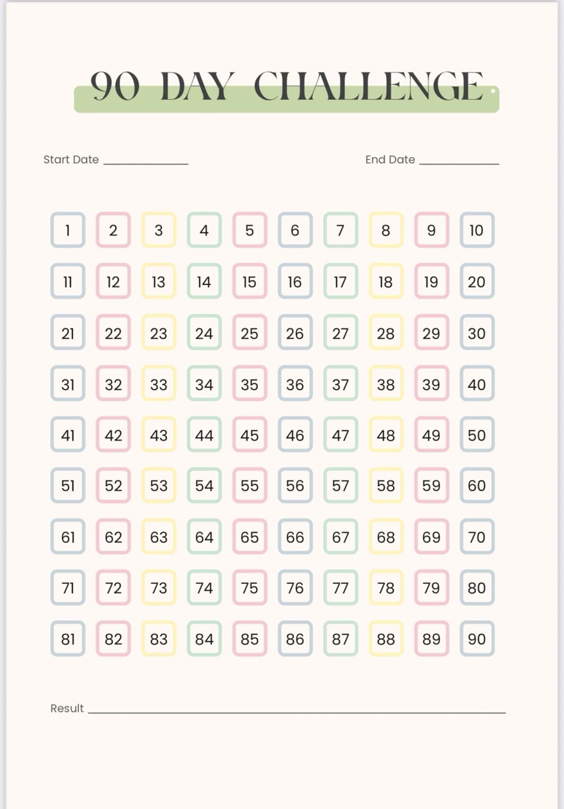 90 Day Goals Setting